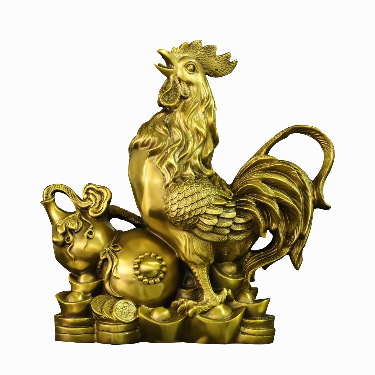Golden Rooster Heralds Joy – Copper Chinese Zodiac Rooster Ornament