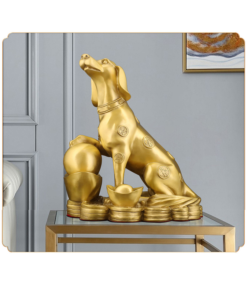 Gold Coin & Ingot Dog – Copper Chinese Zodiac Dog Ornament - Image 9