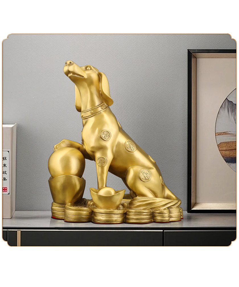 Gold Coin & Ingot Dog – Copper Chinese Zodiac Dog Ornament - Image 10