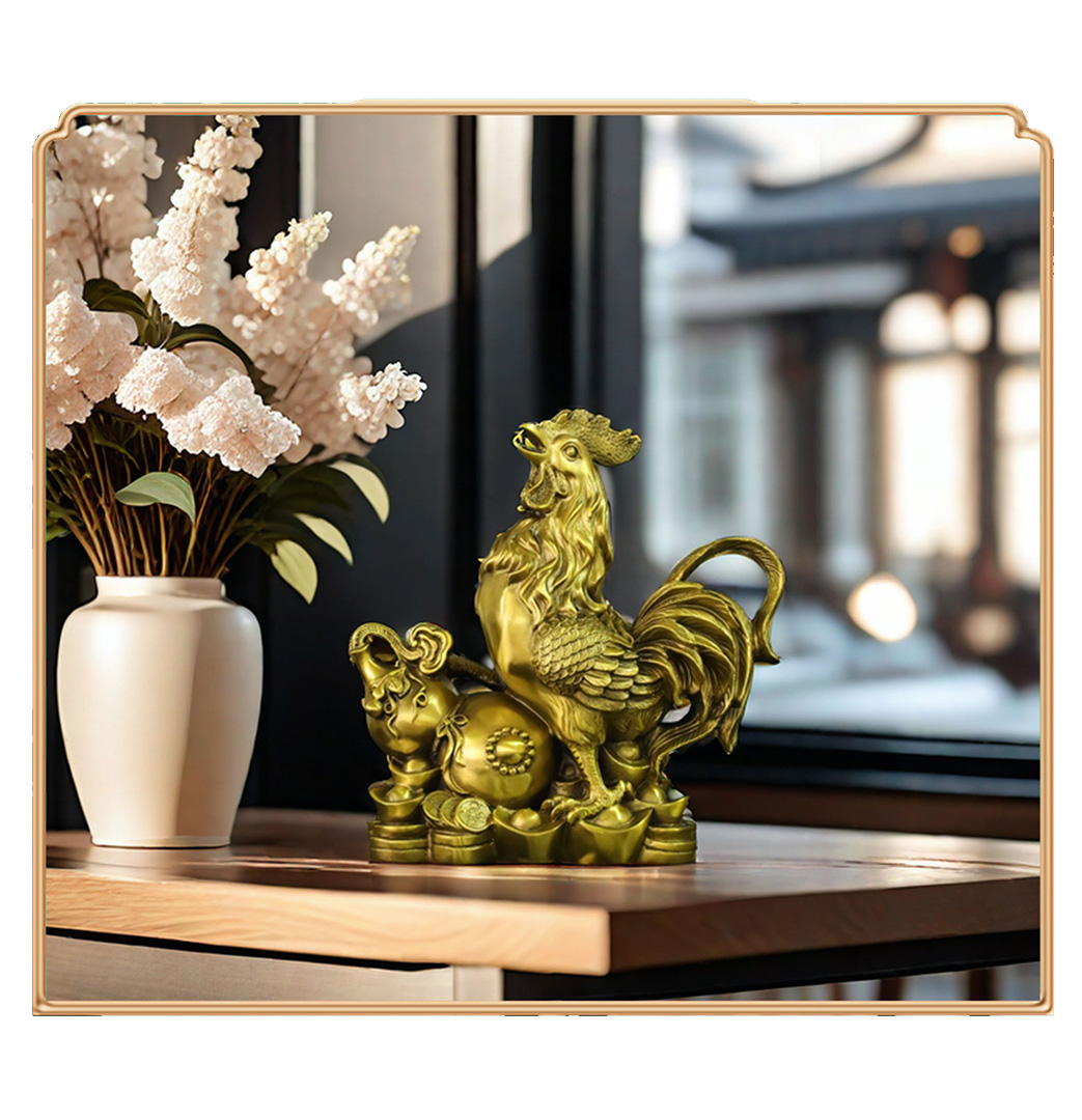 Golden Rooster Heralds Joy – Copper Chinese Zodiac Rooster Ornament - Image 7