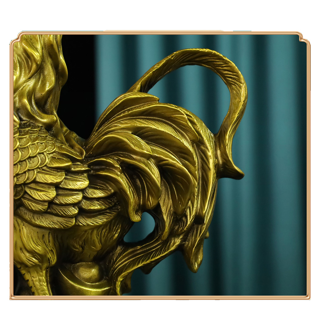 Golden Rooster Heralds Joy – Copper Chinese Zodiac Rooster Ornament - Image 4
