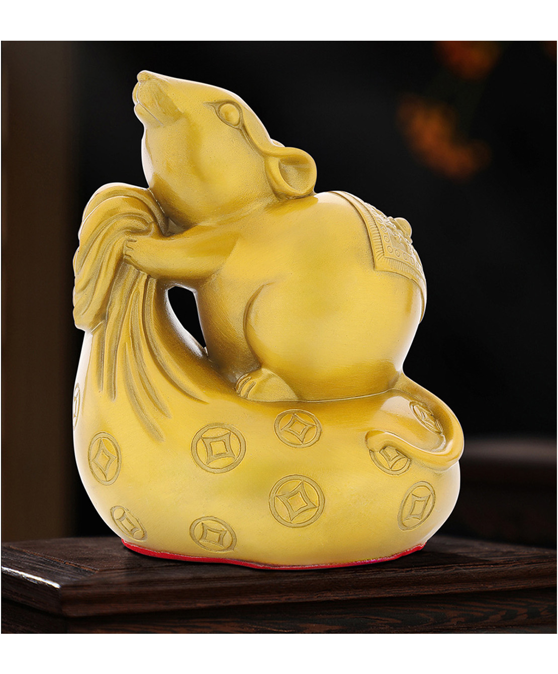 Money-Bag Rat – Copper Chinese Zodiac Rat Ornament - Image 4