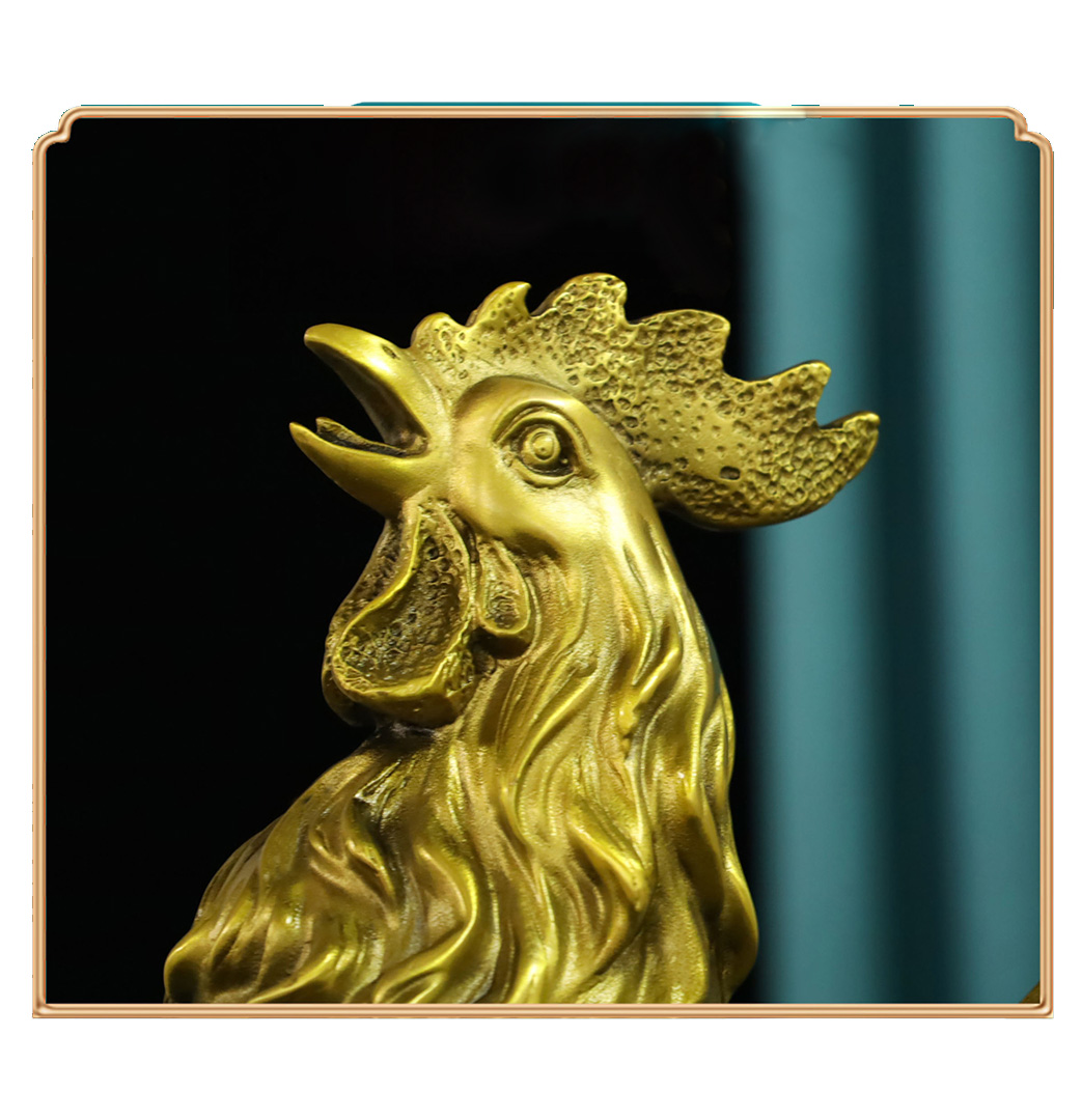 Golden Rooster Heralds Joy – Copper Chinese Zodiac Rooster Ornament - Image 3