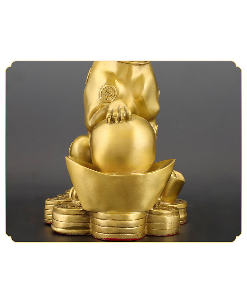 Gold Coin & Ingot Dog – Copper Chinese Zodiac Dog Ornament - Image 7